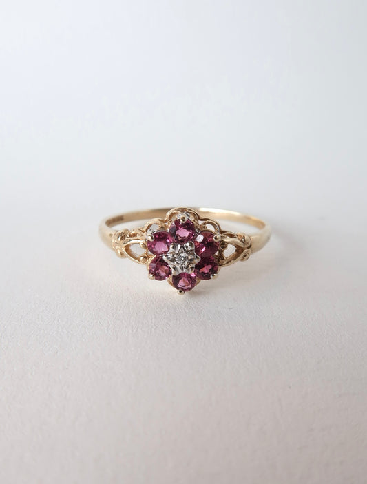 TRACY | 9CT TOURMALINE & DIAMOND CLUSTER RING