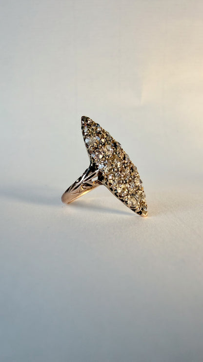 ELISABETH | ART DECO OLD CUT DIAMOND NAVETTE RING
