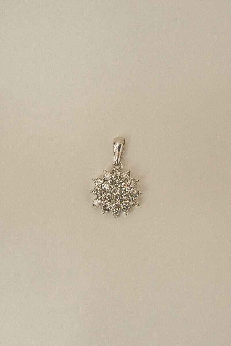 LORA | VINTAGE 14CT WHITE GOLD DIAMOND CLUSTER PENDANT