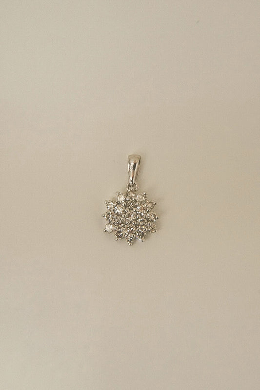 LORA | VINTAGE 14CT WHITE GOLD DIAMOND CLUSTER PENDANT