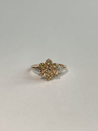 TERESA | YELLOW SAPPHIRE & DIAMOND CLUSTER RING