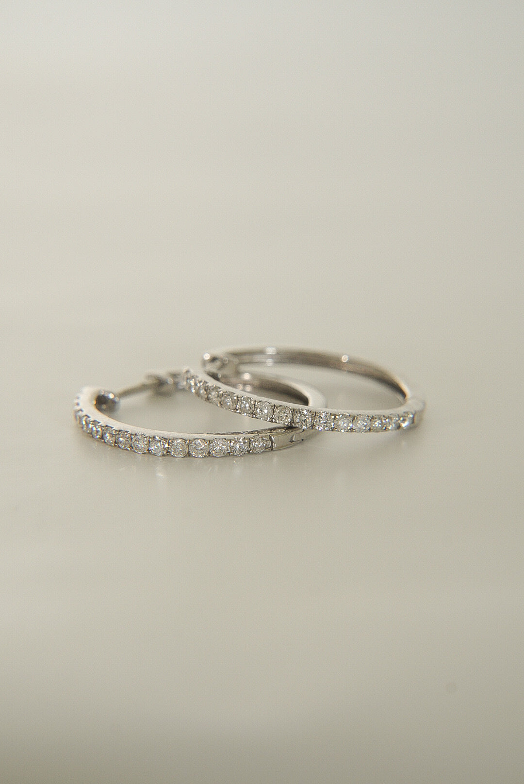 VINTAGE 9CT DIAMOND HOOP EARRINGS
