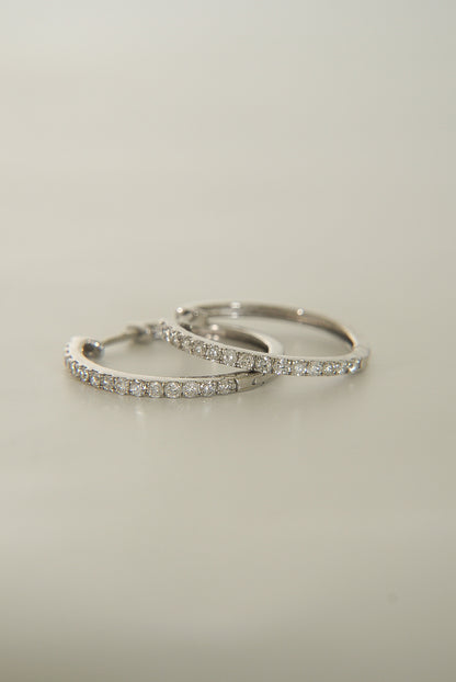 VINTAGE 9CT DIAMOND HOOP EARRINGS