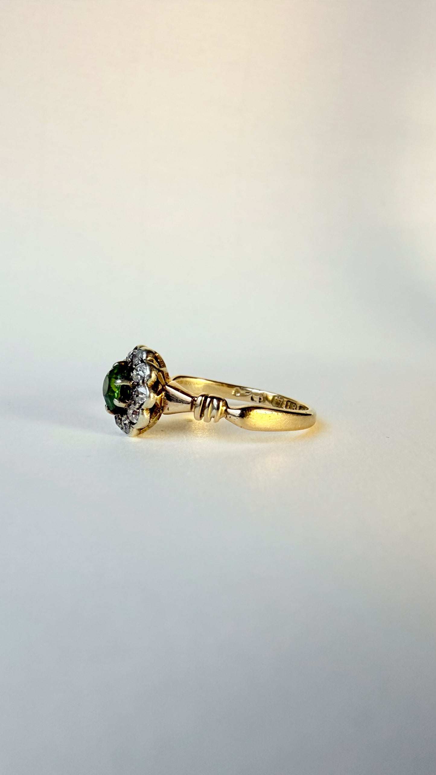 AURELIA | 18CT VICTORIAN PERIDOT & DIAMOND CLUSTER RING