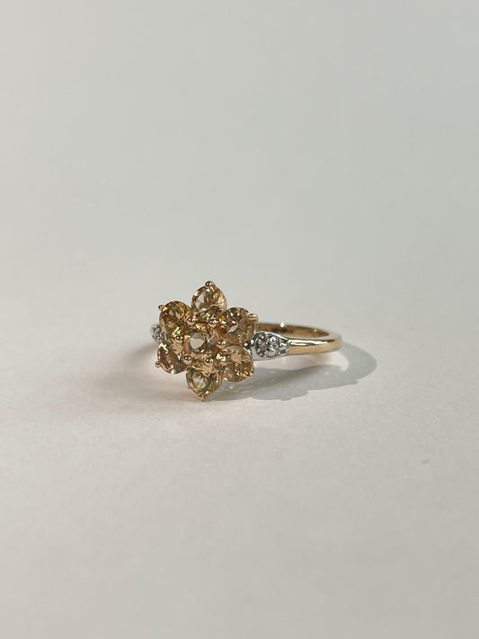 TERESA | YELLOW SAPPHIRE & DIAMOND CLUSTER RING