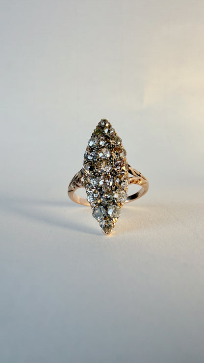 ELISABETH | ART DECO OLD CUT DIAMOND NAVETTE RING