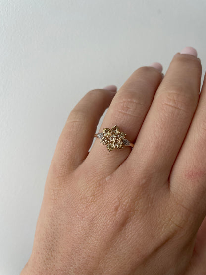 TERESA | YELLOW SAPPHIRE & DIAMOND CLUSTER RING