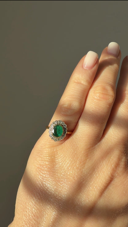 CLAIRE | 18CT EMERALD & DIAMOND CLUSTER RING
