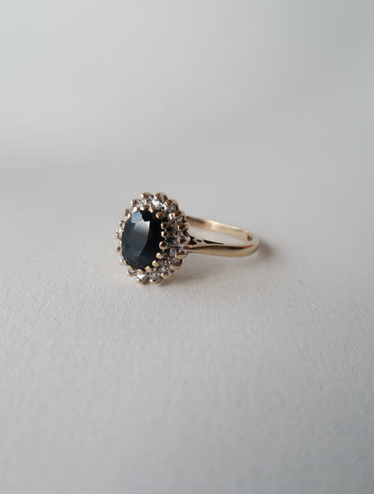 JUNE | SAPPHIRE & DIAMOND CLUSTER RING