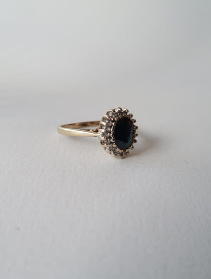 JUNE | SAPPHIRE & DIAMOND CLUSTER RING