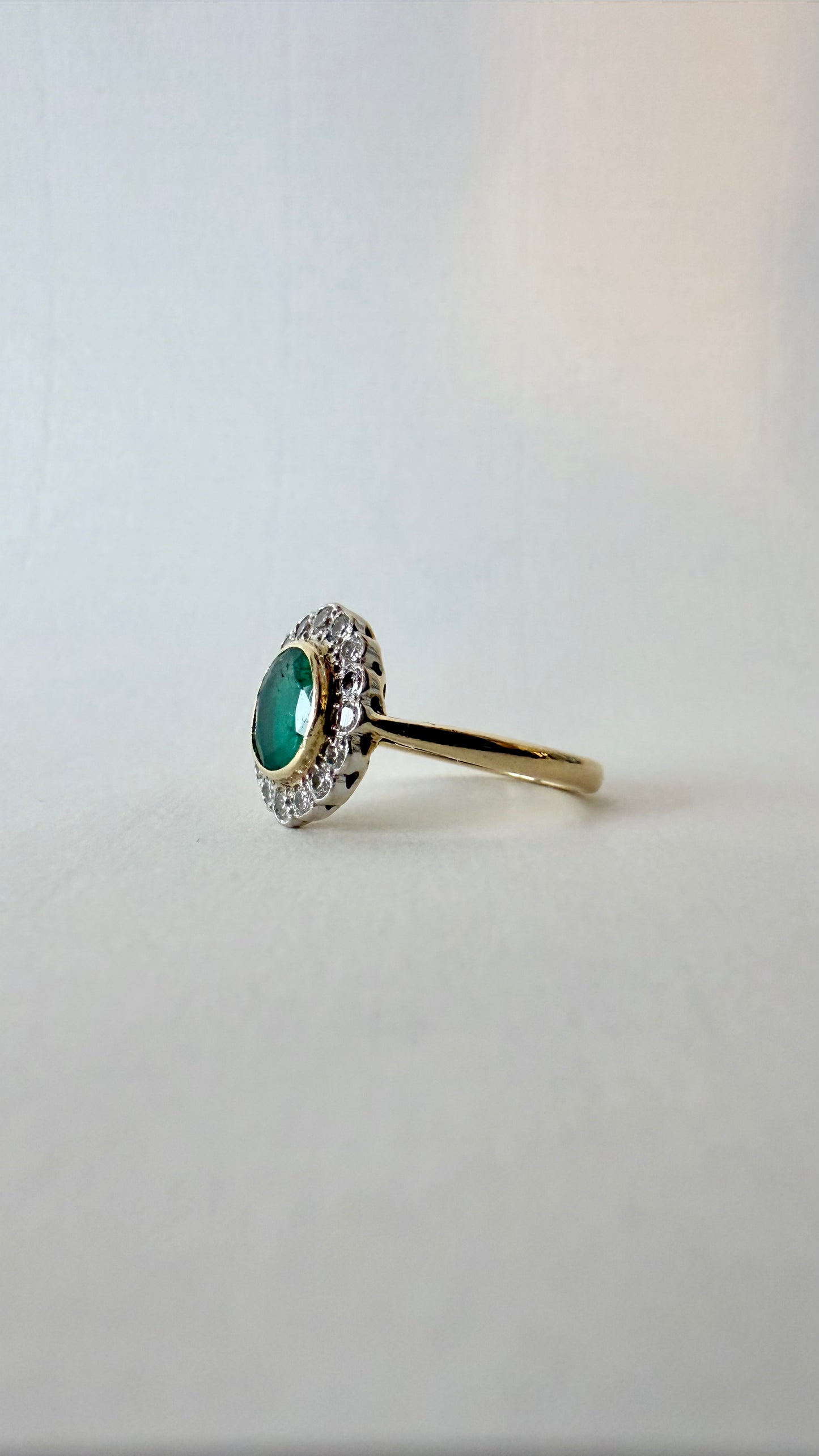 CLAIRE | 18CT EMERALD & DIAMOND CLUSTER RING