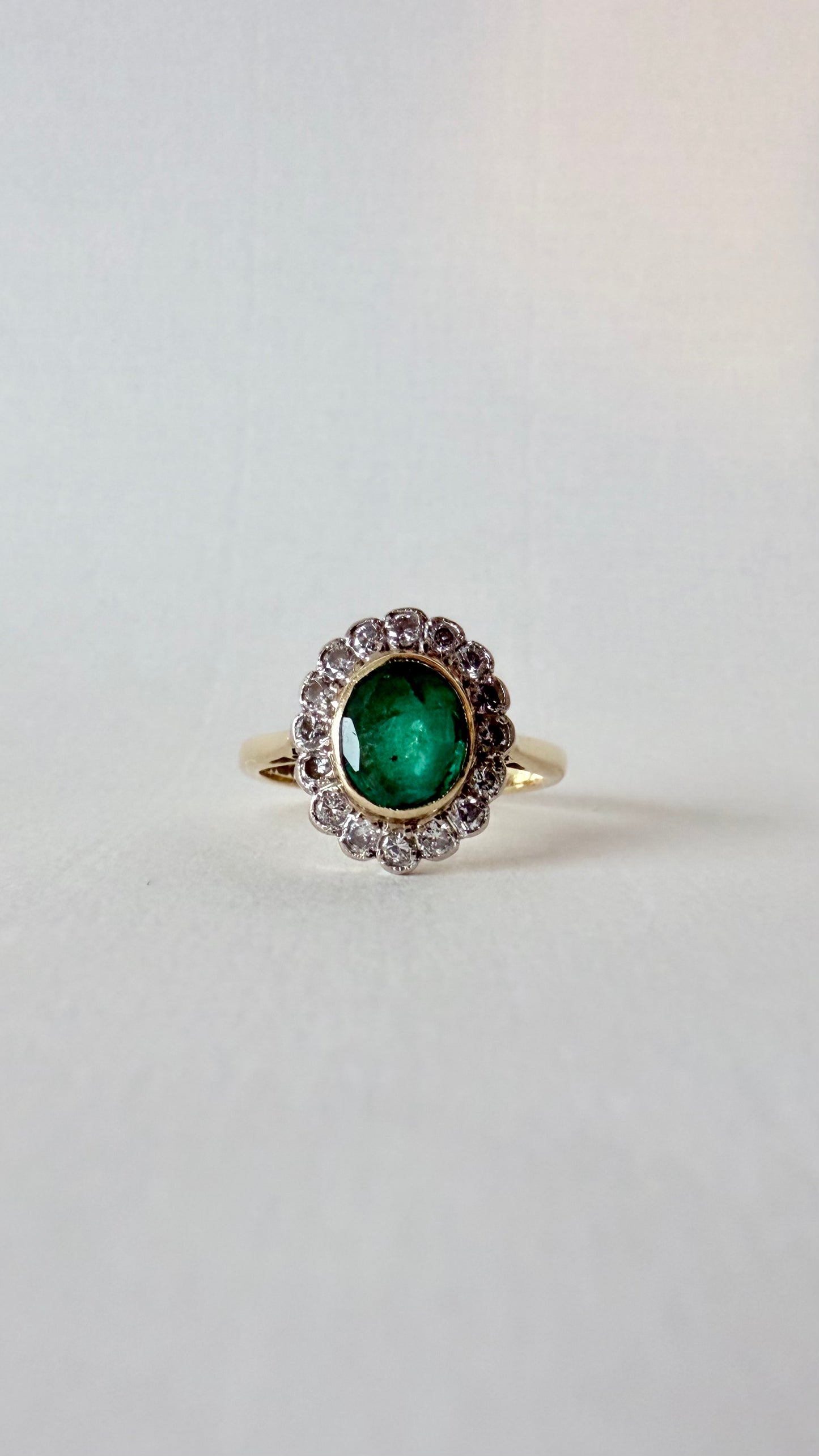 CLAIRE | 18CT EMERALD & DIAMOND CLUSTER RING