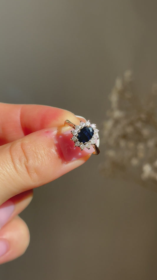 NAYA | 9CT SAPPHIRE & DIAMOND CLUSTER RING