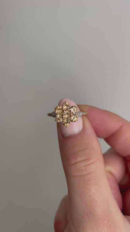 TERESA | YELLOW SAPPHIRE & DIAMOND CLUSTER RING